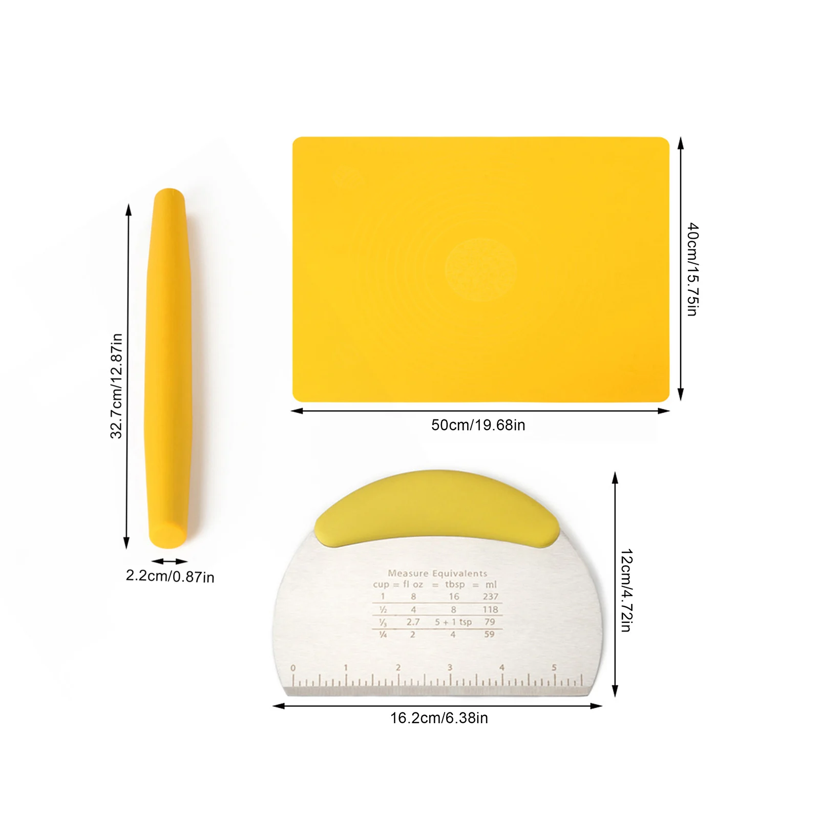 

Baking Supplies set Silicone All-inclusive Dough Roller Thickened Kneading Pad Stainless Steel Scale Cutting Knife Flour Mat