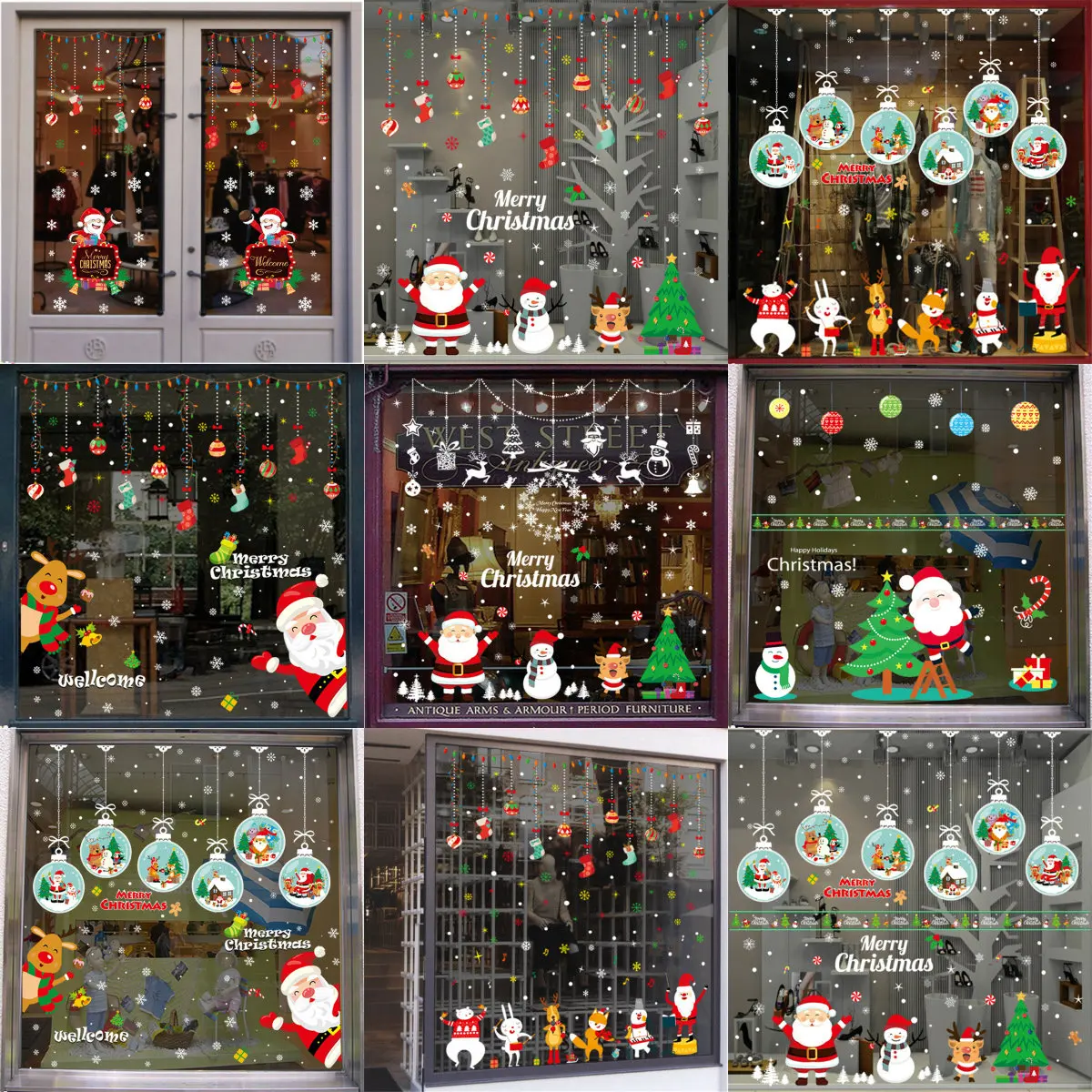 

Рождественские наклейки на стену и окно, украшение для праздника, Искусственный Санта-Клаус, Лось