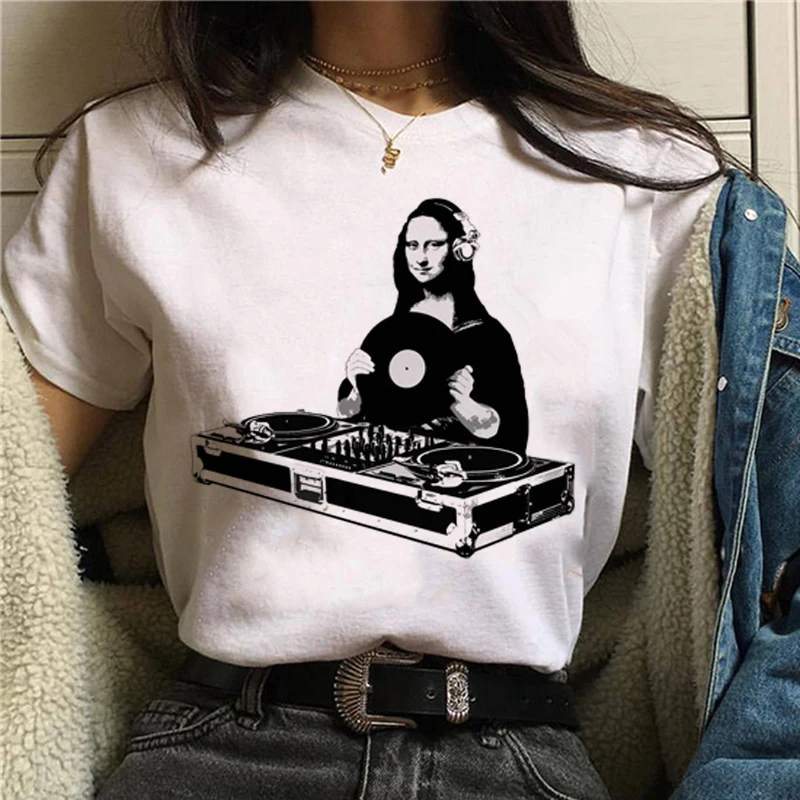 Mona Lisa/Забавные футболки в стиле Харадзюку для женщин, Винтажная футболка в стиле гранж, эстетическая футболка в Корейском стиле, футболка с героями мультфильмов, 90 s, женские футболки - Цвет: 3243