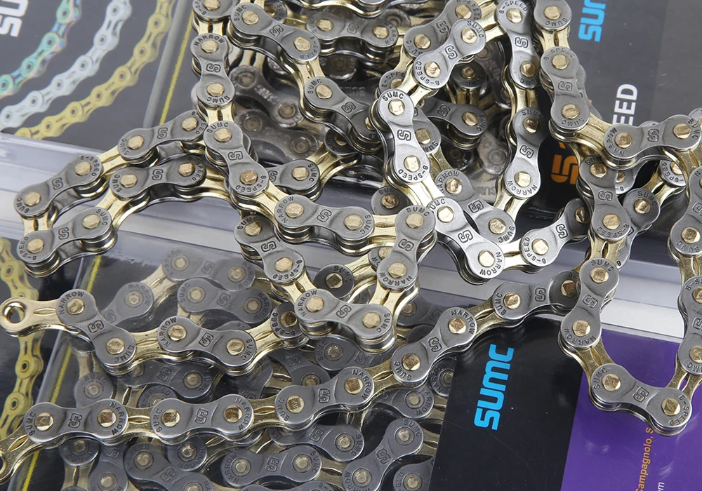 SUMC X8 X9 X9L велосипедная цепь 9S 10S 11S золото и серебро два цвета для MTB/дорожный велосипед для Shimano/SRAM 24 27 30 12 Скорость 116л/ча