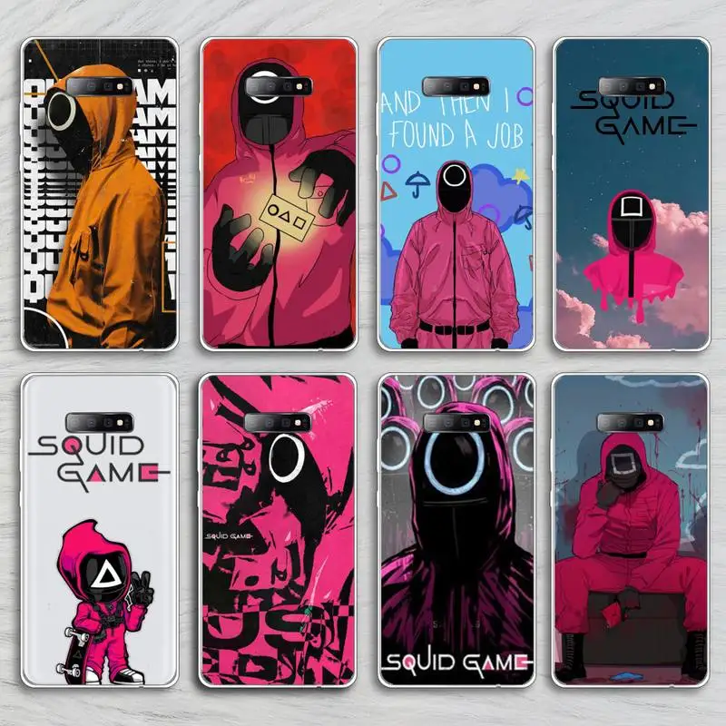 

Squid game Phone Case Transparent for Samsung A71 S9 10 20 HUAWEI p30 40 honor 10i 8x xiaomi note 8 Pro 10t 11 Clear mobile bag