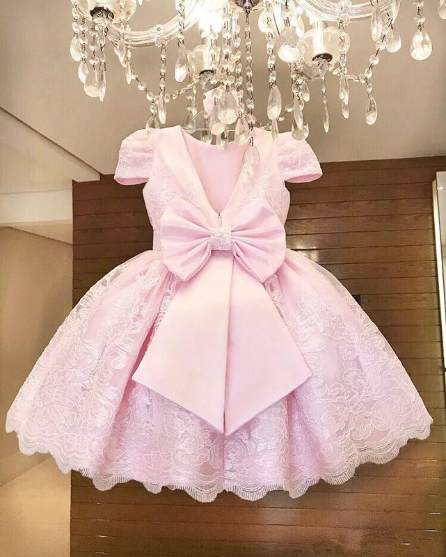 Розовые винтажные кружевные платья с цветочным принтом для девочек бальное