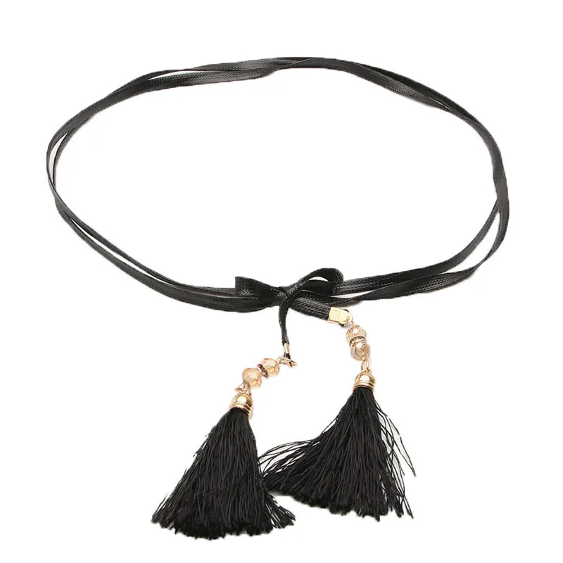 

Ladies Designers Tassel Fine Belt For Women Dress Accessories 2019 New Pearl Knotted Narrow Belt Female Chain Belt Cinto