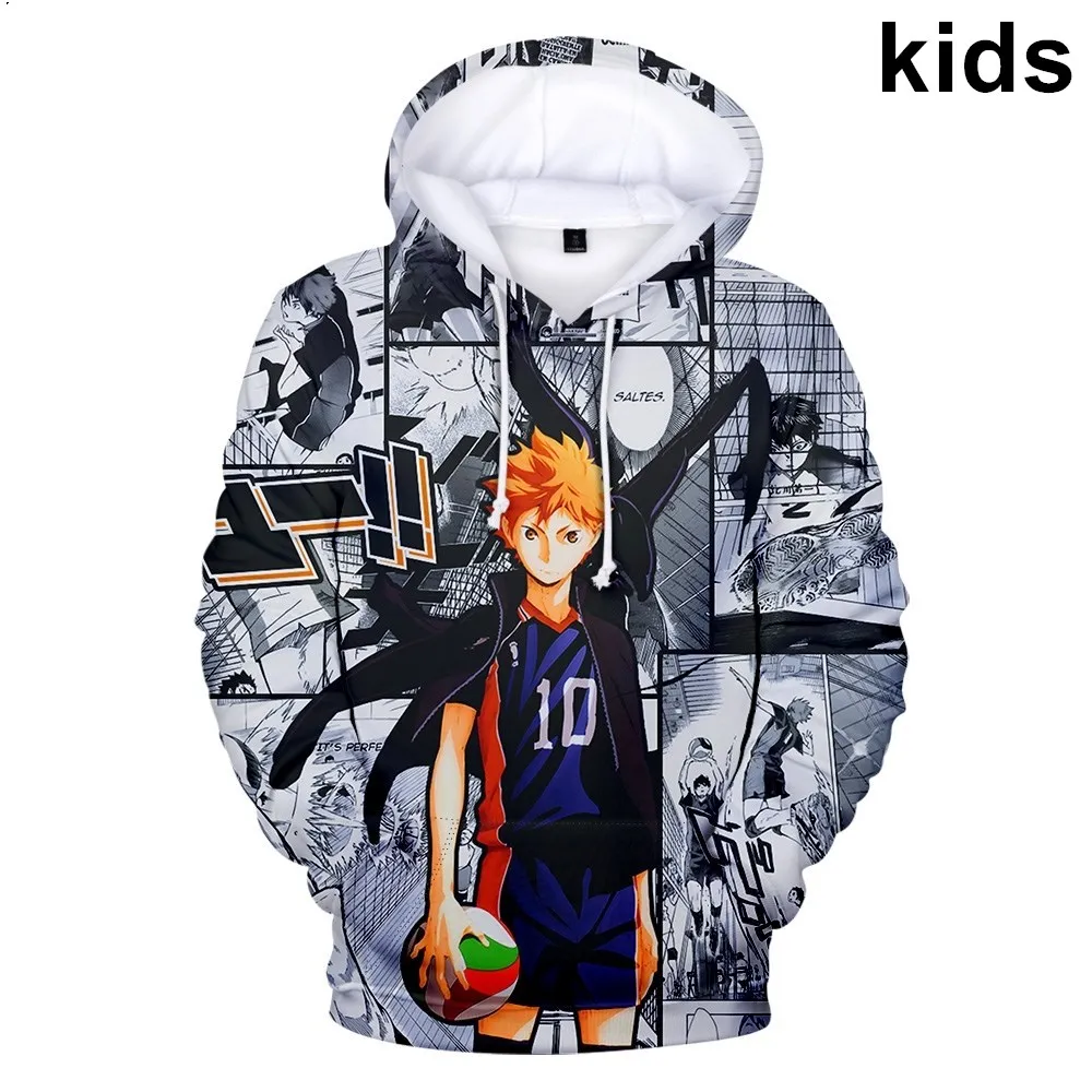 

Свитера для детей от 3 до 14 лет Аниме Haikyuu! Толстовка с капюшоном, свитшот для мальчиков и девочек, пальто с длинным рукавом, верхняя одежда, де...