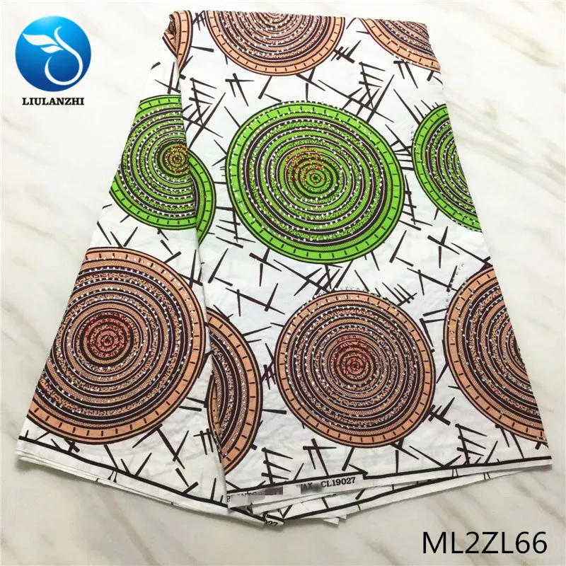 LIULANZHI, Анкара, принт, воск, больше, украшение камнями, полиэстер, камни, воск для вечерние, в африканском стиле, 6 ярдов/шт, ткань, принт, воск ML2ZL71 - Цвет: ML2ZL66