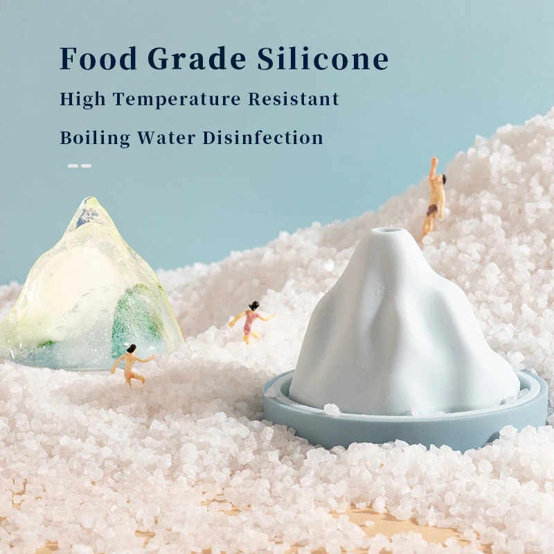

2pcs Hot Selling Ice Cube Mold Silicone Plastic DIY Mountain Ice Making Mold Iceberg Mold With Funnel Kitchen Tools & Gadgets