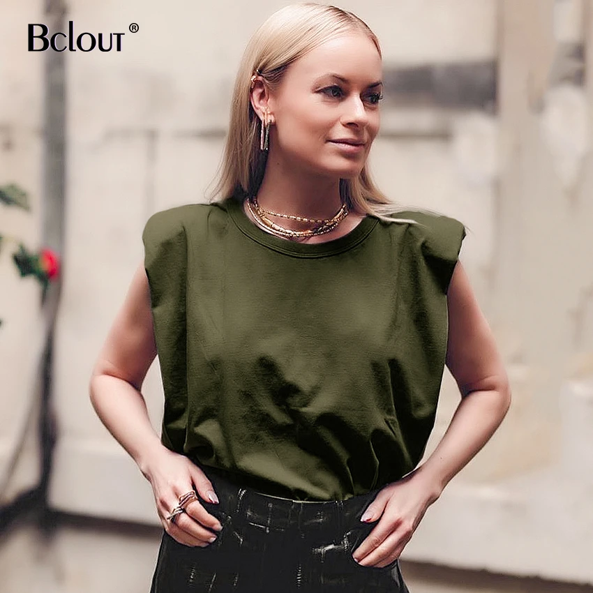 Bclout весенне летний Свободный Топ без рукавов женская модная майка с круглым
