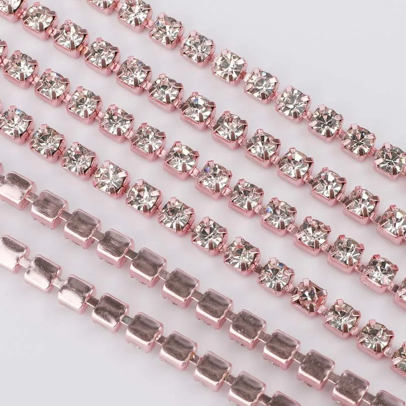 Горячая распродажа 10 ярдов/Роллер светло розовый стразы цепочка для украшений