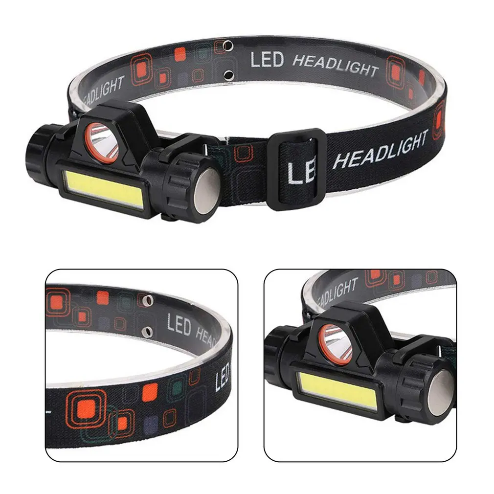 

HOT Portable Mini Flashlight XPE+COB Led Headlamp High Power Built-in 18650 Battery USB Rechargeable Outdoor Camping Headlight