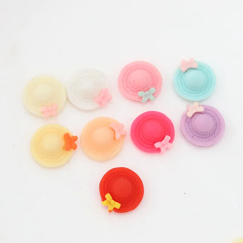 

100pcs big beach hat with bow Flatback Cabs 18mm -DIY scrapbook, hair bow and flower centers, embellishment-
