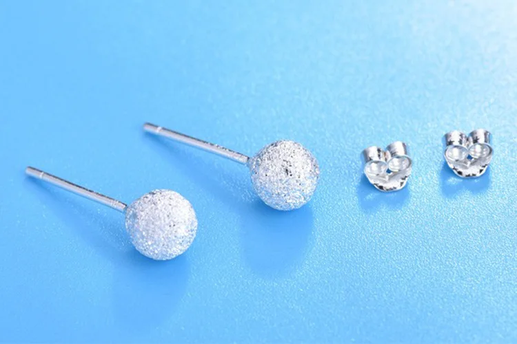 Новые серьги-гвоздики в форме шарика из 100% настоящего серебра 925 пробы ювелирные