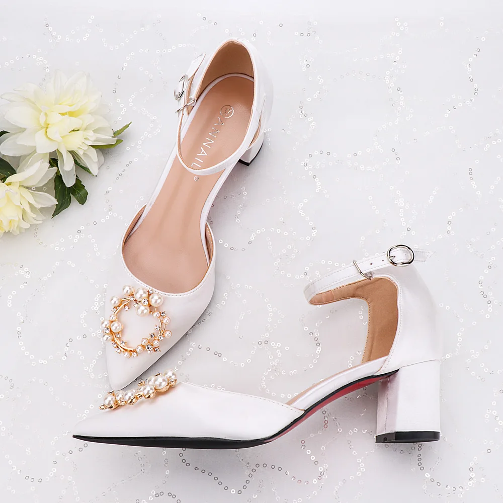 

Wedding Shoes Female Crystal 2019 New Strap-on Bride Shoes Champagne Wedding Dress High-heeled Shoes for Pregnant Women