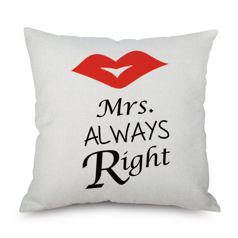 LOVE HOME MR RIGHT английская подушка с надписью Чехлы усы красная рисунком губы чехол