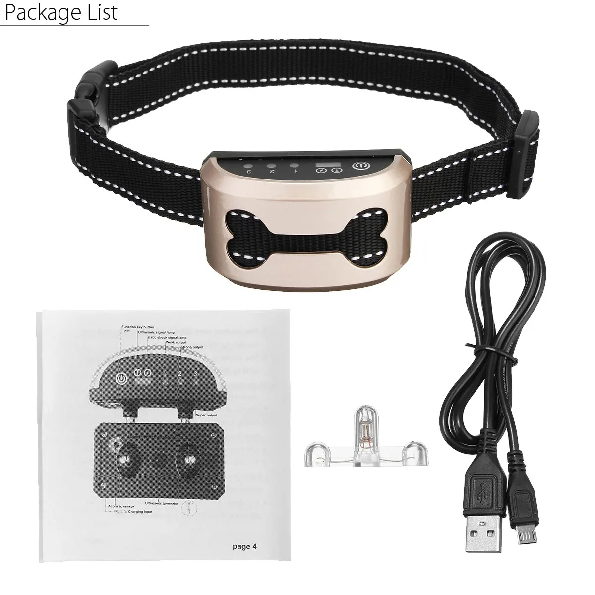 Pet Dog Training Anti Bark Collar Rechargeable Control Train Waterproof Stop Barking Ultrasonic Collars | Дом и сад