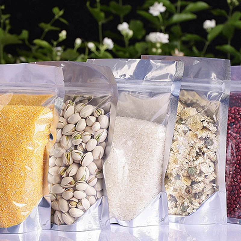 100 шт. прозрачная алюминиевая фольга сумка на молнии пластиковая упаковка для