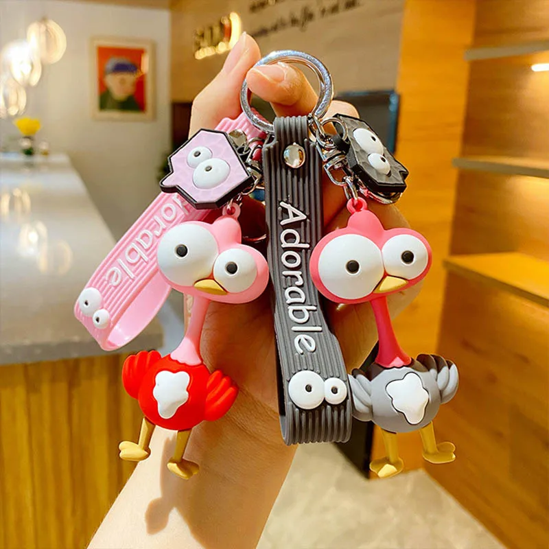 Брелок для ключей с мультяшными животными большим глазом страусом милым жирафом