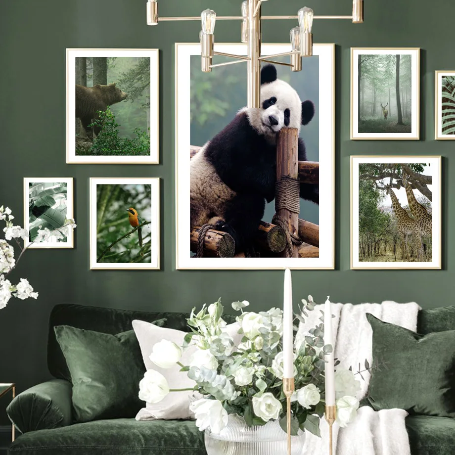 

Jungle Wild Giraffe Panda Deer Bear Tropical Leaf Nordic Poster Wall Art Print Canvas Painting Decor Pictures For Living Room