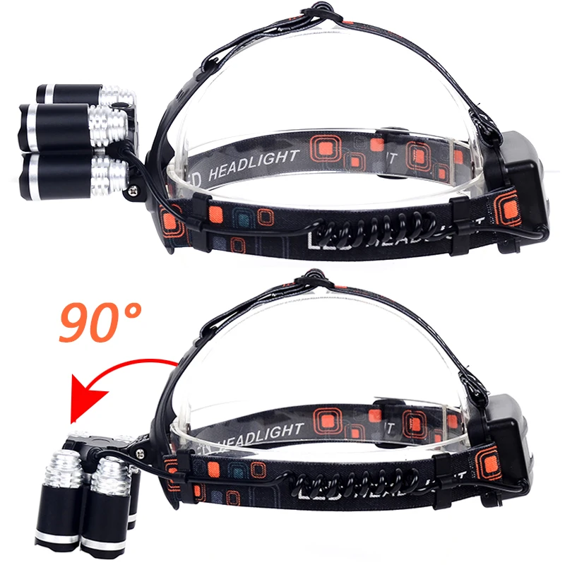 30000LM Headlamp 5 LEDS Zoomable LED Lens XM-L T6 Headlight Head Lamp Lighting Light Lantern Rechargeable For Fishing | Лампы и