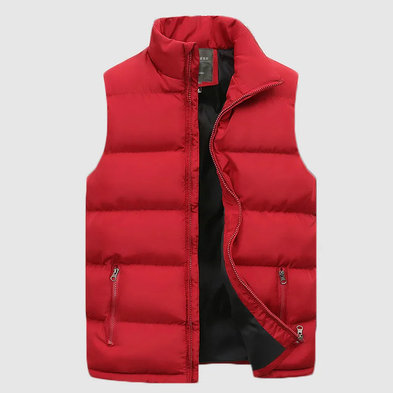 Красный CARANFIER 4XL 5XL мужской зимний жилет термальные куртки без рукавов мужские повседневные приталенные пуховые хлопковые Жилеты мужские Брендовые жилеты - Цвет: Красный