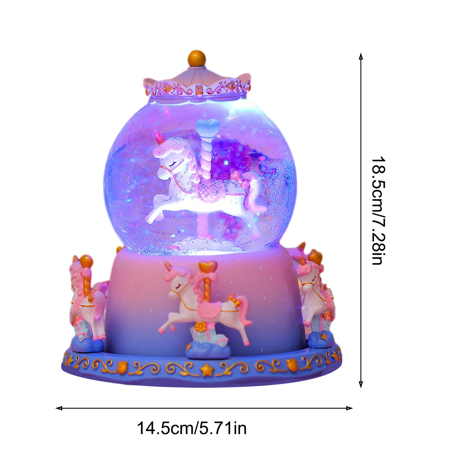 

Rotate Music Box Luxury Carousel Glass Ball Doll Miniature Dollhouse Toy with Castle in the Sky Tune Perfect for Birthday Gift