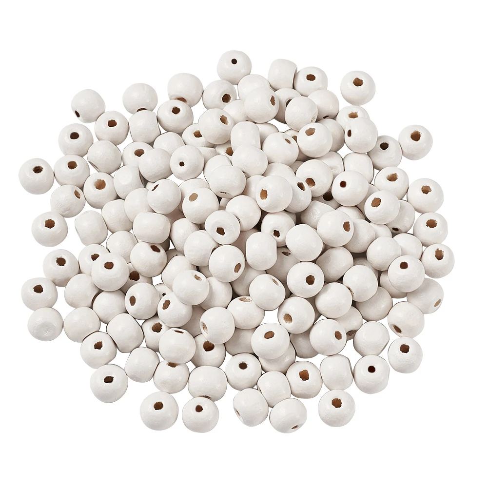 

8mm 12mm Dyed Natural Wood Beads White Black Round Loose Beads for DIY Bracelet Necklace Accessories Jewelry Making