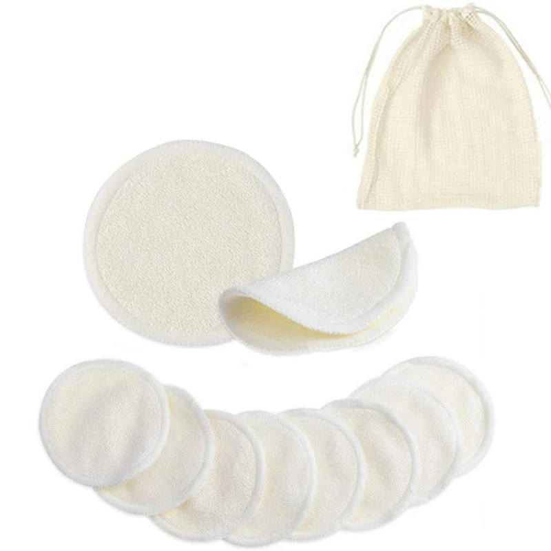 Многоразовые бамбуковые прокладки для снятия макияжа, 12 цветов, моющиеся круглые хлопковые прокладки для снятия макияжа лица, инструмент для снятия макияжа