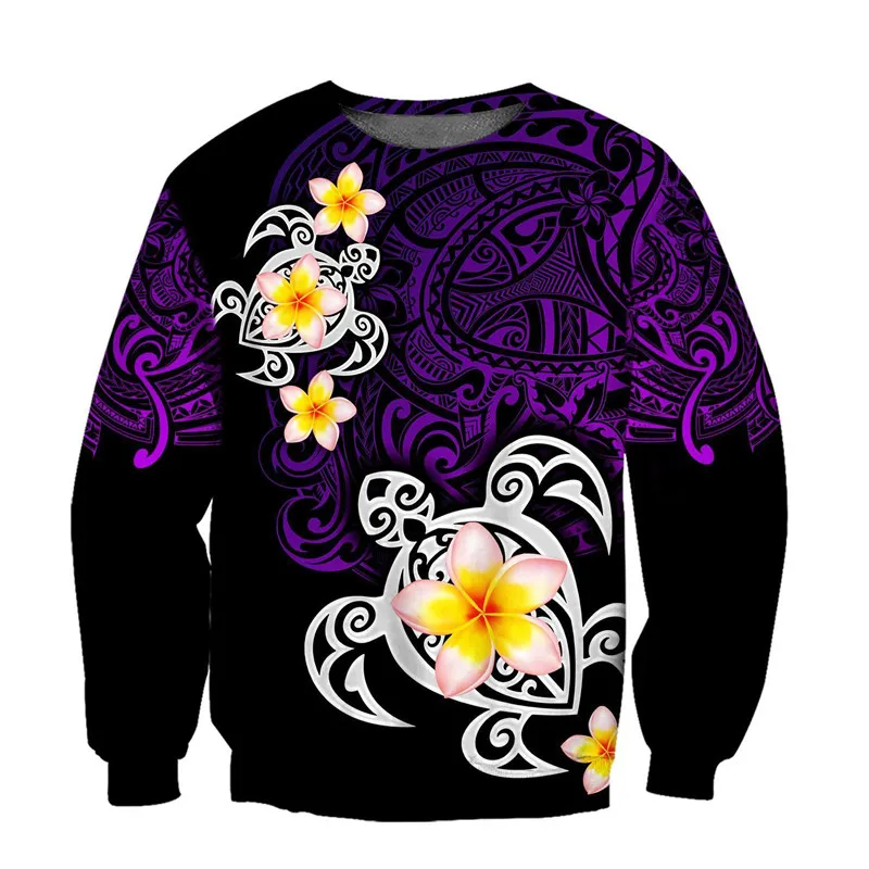 

New magic Polynesian tattoo purple turtle 3D printing Unisex Hoodie men's Sweatshirt zipper Pullover