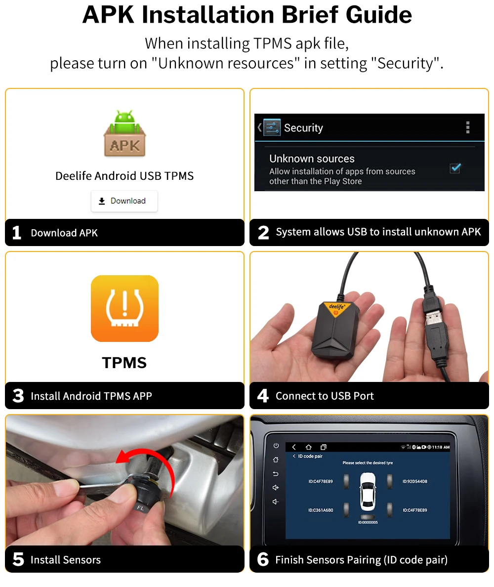 Deelife USB TPMS для Android автомобильный DVD с датчиком давления в шинах Система мониторинга Беспроводная запасная шина сигнализация ANDROID навигация