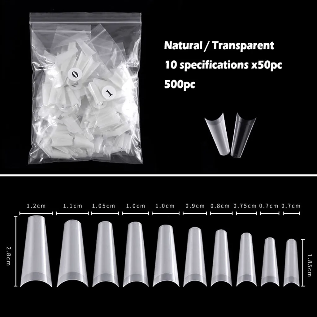 500 шт акриловые накладные ногти плиссированные не трассировка кончик ногтей