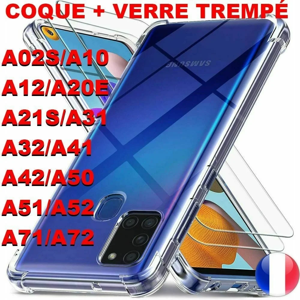 

Coque Silicone Antichoc For Samsung A21s A41 A51 A71 A42 A12 +2 Vitre Verre Tremp