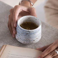solid color tea water cup handmade ceramic tea cup stone color drinkware matt coffee cup