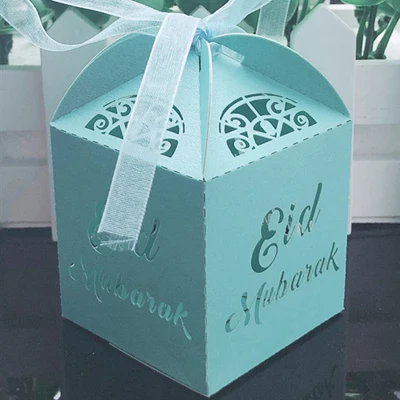 Tiffany Blue 10 шт. Happy Eid Mubarak коробка для конфет украшения для Рамадана DIY бумажные подарочные коробки коробка для подарка исламский мусульманский аль-Фитр Eid вечерние поставки - Цвет: Tiffany Blue