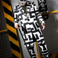 suit pants mens fashion suit nightclub costumes new dj singer party blazer black white geometric blazers suit s 5xl