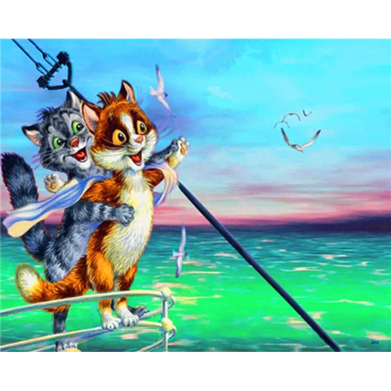 Бескаркасный набор для кошек DIY бескаркасные картины живопись по номерам