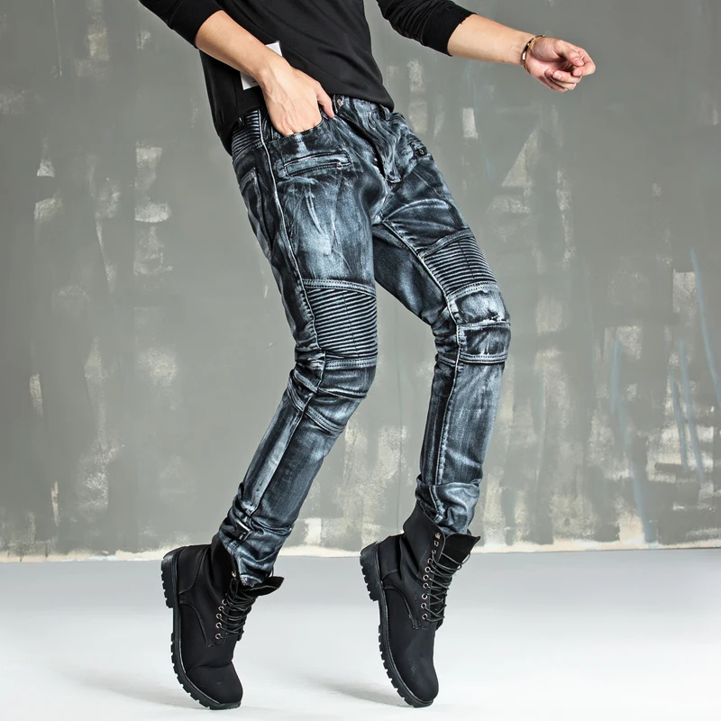 

2020 spring and autumn retro new locomotive casual jeans men straight slim nostalgic long pants Joger Worker Male