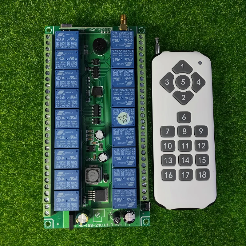 DC 12V 24V 18CH RF беспроводной пульт дистанционного управления Переключатель 1 передатчик и 1 приемник светильник/занавески/двери