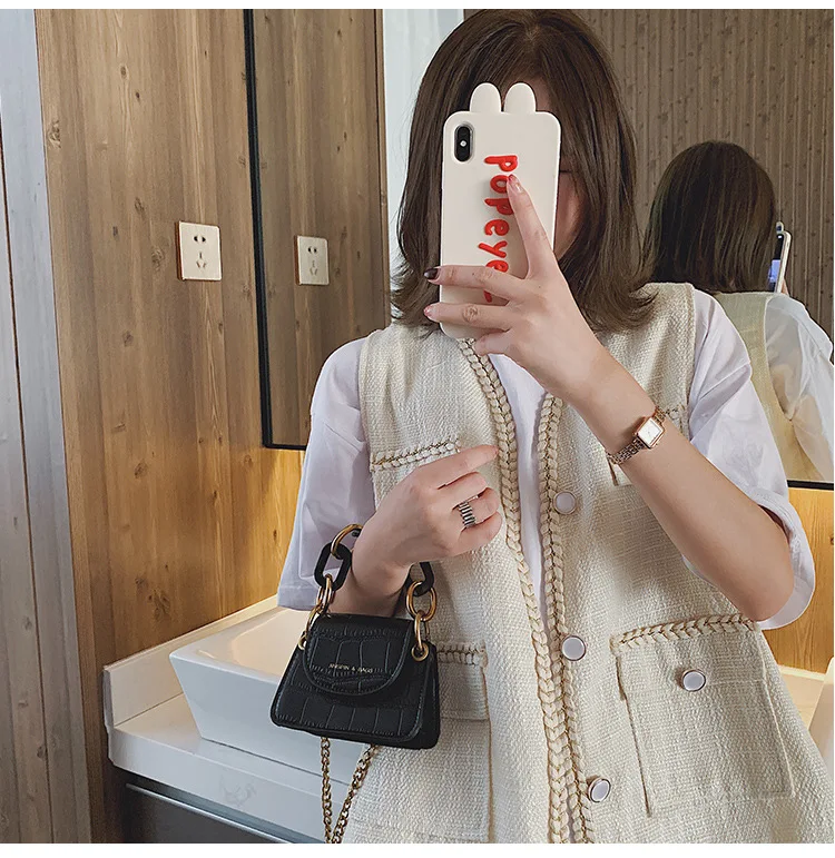 Fashion Mini Saddle Women Shoulder Bags Designer Brand Acrylic Chain Handbags Luxury Pu Leather Female Crossbody Bag Small Purse