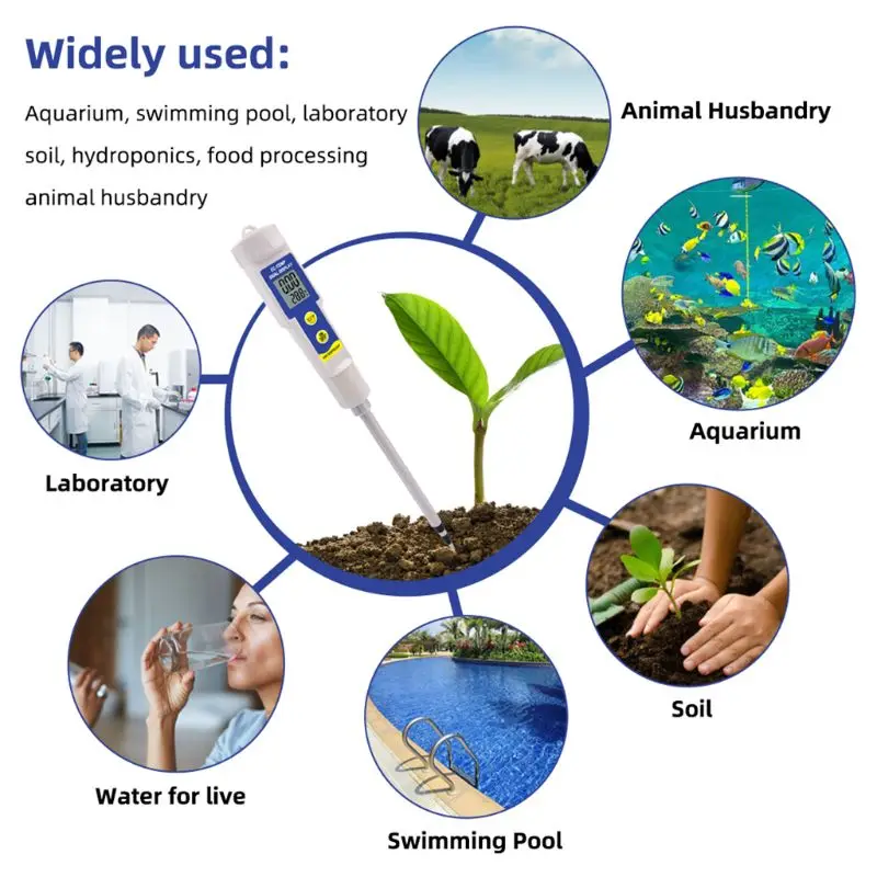 

2 in 1 EC-315 Multi-Purpose Soil EC Tester Waterproof Soil Meter Multipurpose Conductivity Tester for Lab Aquarium Soil