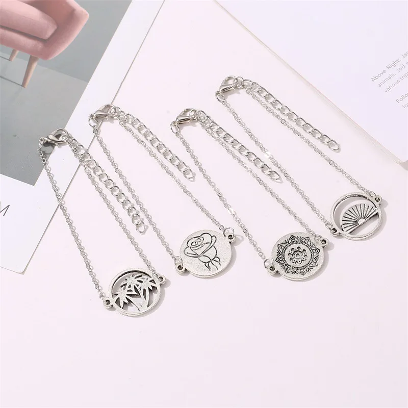 Набор полых круглых веерообразных браслетов с кокосовым деревом этнический