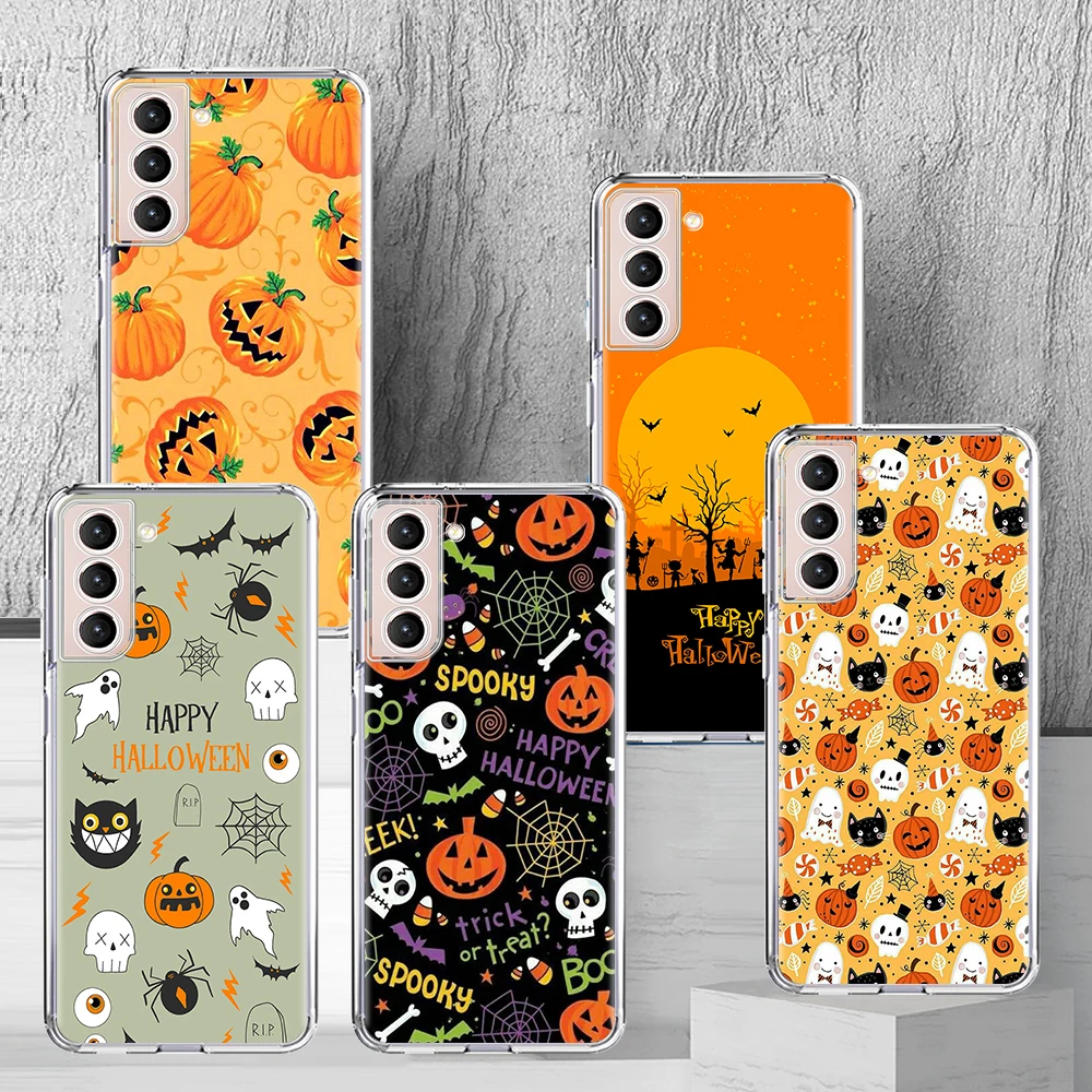Spooky Halloween Phone Case for Samsung Galaxy S20 FE S21 Ultra S10 Lite S9 + S10e S8 Plus S7 S6 Edge Tpu Transparent Soft Cover