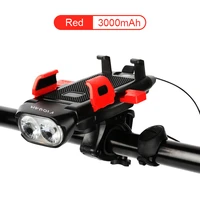 4 in 1 bicycle light t6 led bike headlight horn lamp 3000mah usb rechargeable power bank phone holder cycling flashlight