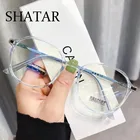 Женские очки для чтения Shatar, новые модные очки с защитой от сисветильник, прозрачные трендовые большие линзы, молодежные и удобные очки по рецепту