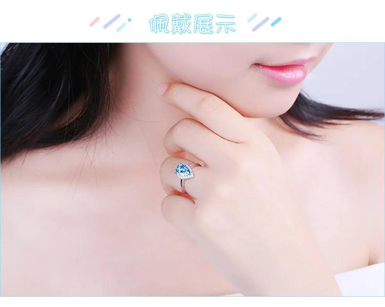 

2021 Natural Aquamarine Rings for Women S925 Sterling Silver Anillos Bizuteria Silver Fashion Jewelry Ring Bague Bijoux Femme