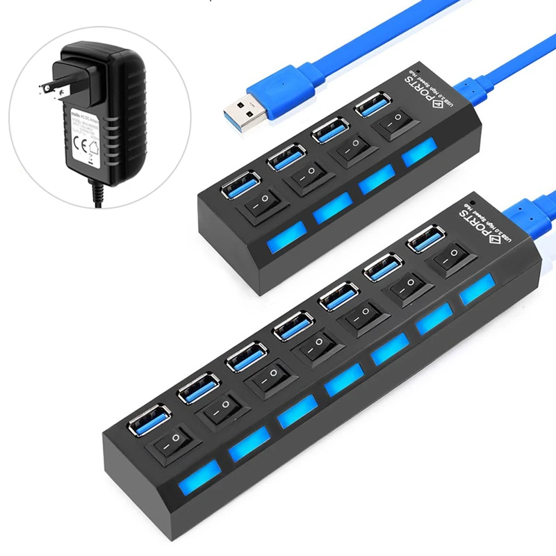 Usb хаб USB 3 0 концентратор сплиттер многопортовый с адаптером питания несколько