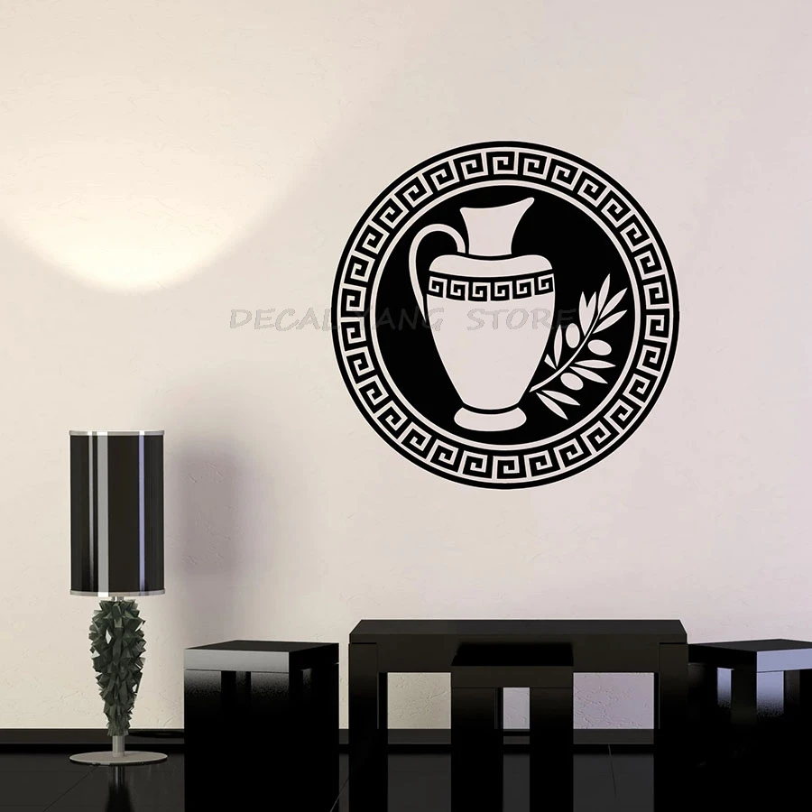 Антикварная Наклейка на стену греческое украшение кувшин оливковая ветка