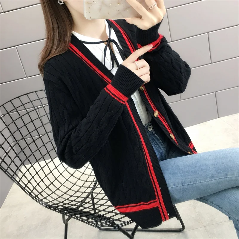 

Осень 5100 (был 2 Ряд 2) Новый твист культивировать мораль свитер однобортный Кардиган женский 42