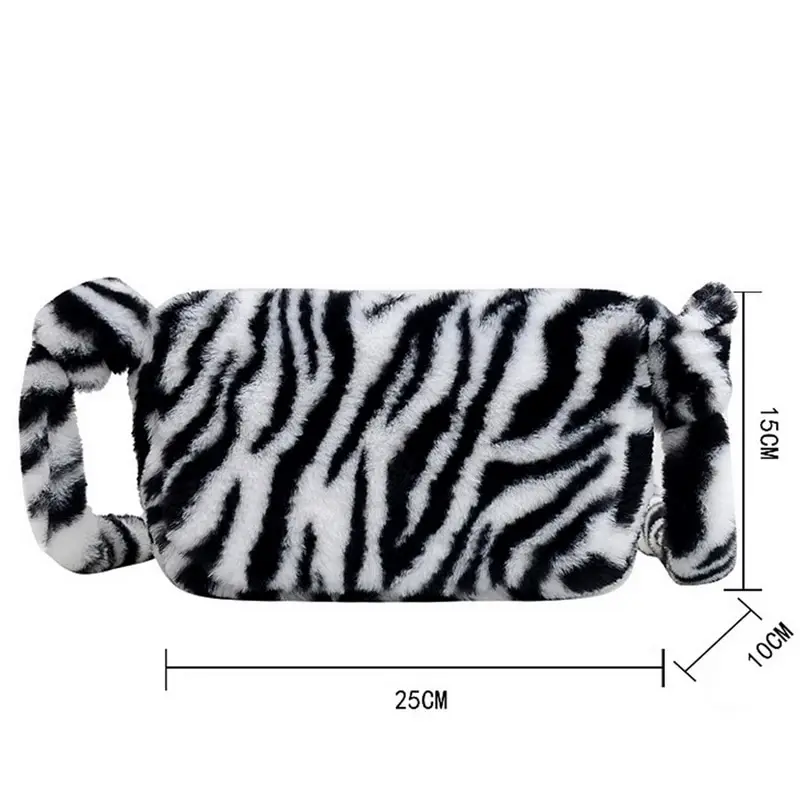 

New Fluffy Plush Shoulder Crossbody Bag Female Street Satchel Large Capacity Leopard Totes Fashion Exquisite Fur Shopping Bag