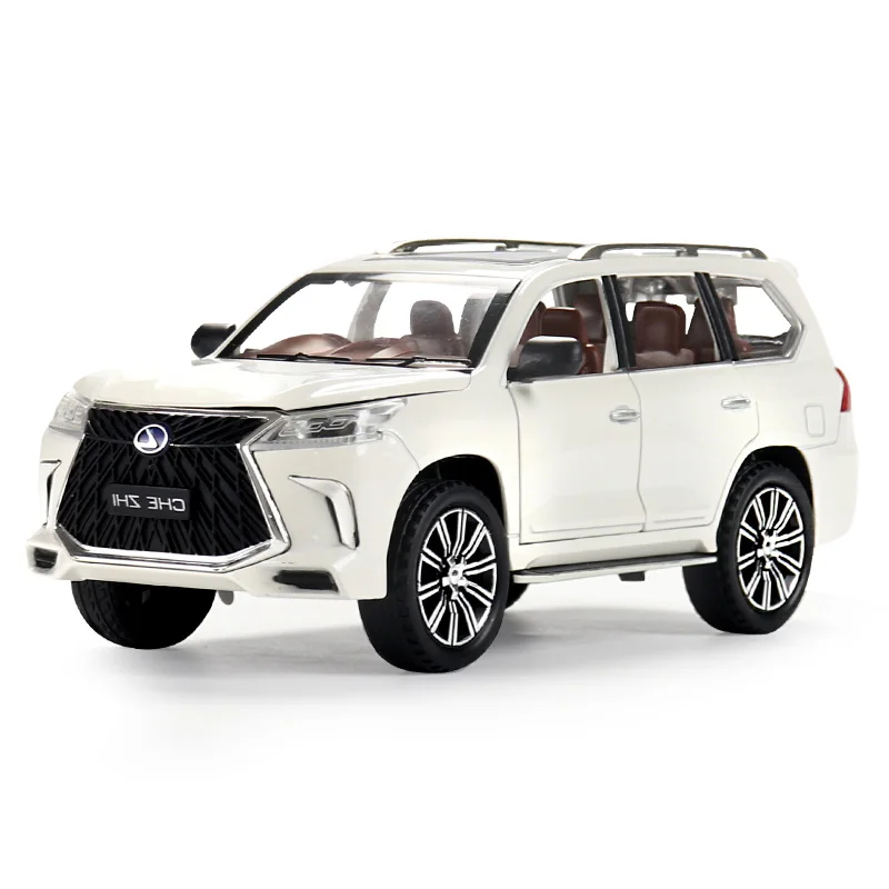 

Модель 1/24 Lexus LX570 SUV, модель автомобиля из сплава, детская игрушка под давлением, автомобиль со звуком и светильник, открытое женское украшени...