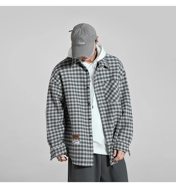 Мужская Фланелевая рубашка с длинным рукавом в шотландскую клетку | одежда