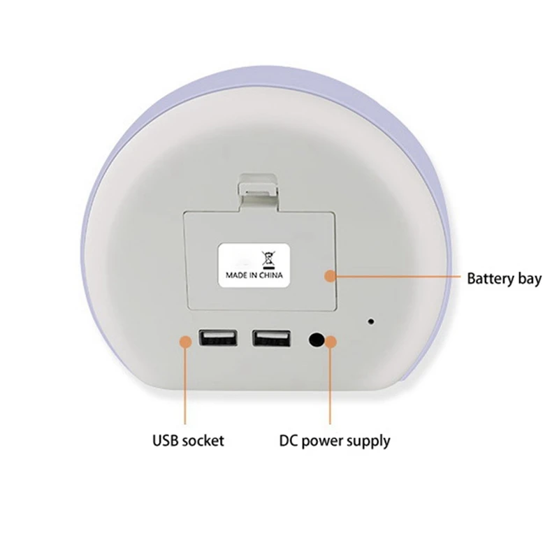 

Digital Alarm Clock LED Contact Mirror Bedside Desk Clocks 12H/24H RGB Night Light 2 USB Ports for Bedroom Room